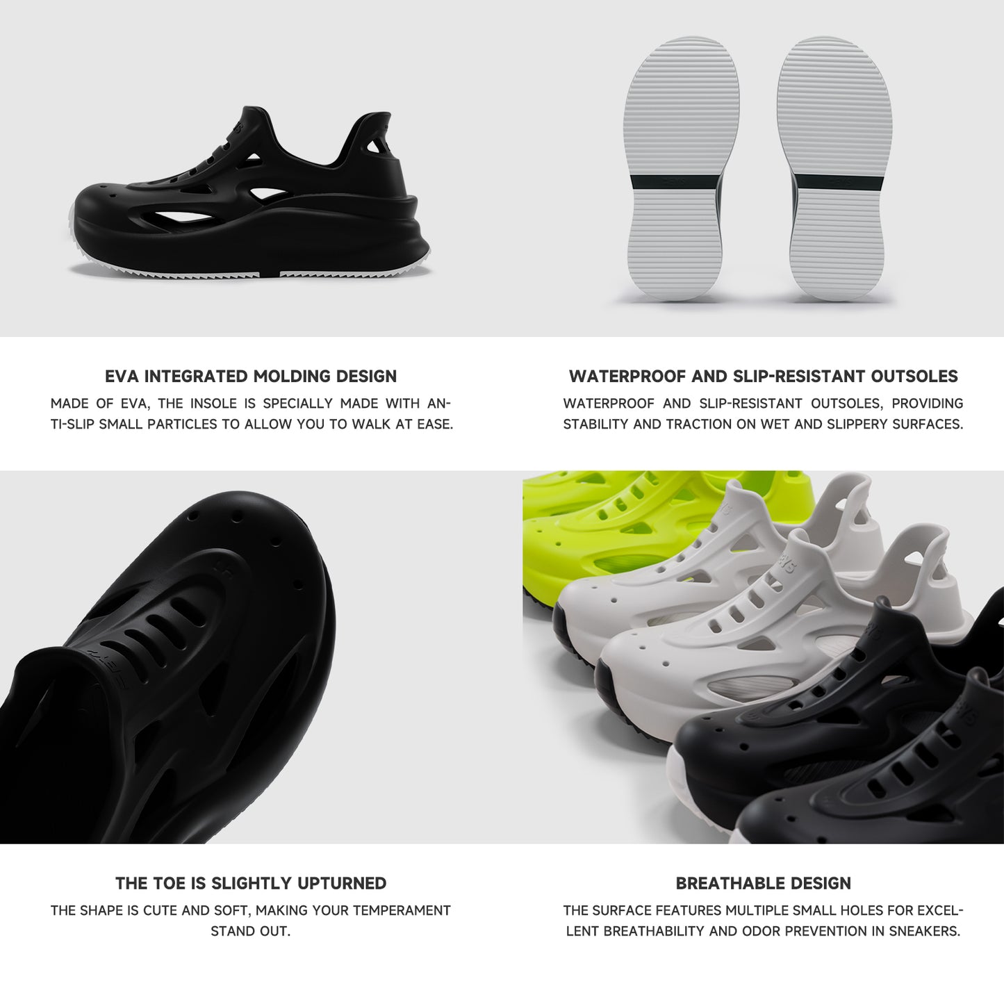 Platform Clogs Women Men EVA Sneakers Slip on Cushioned Shoes Wilderness Hiking Beach Sandals